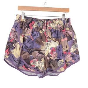 Nike Femme Women's Floral Shorts Mushroom Print Size XL Purple